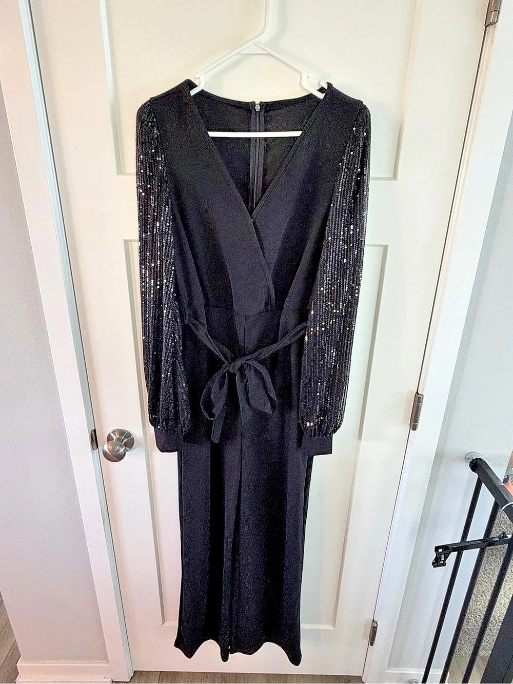 SHEIN Black Sequin Sleeve Maxi Dress Size Medium
